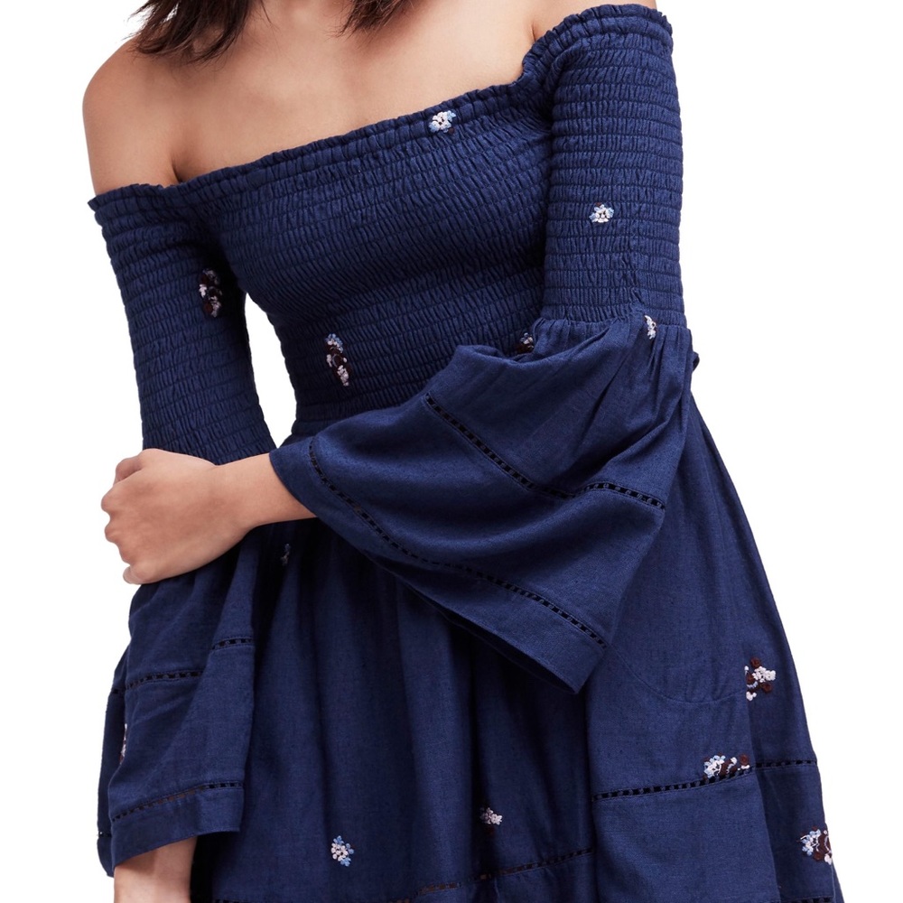 FP Counting Daises Embroidered off Shoulder Dress